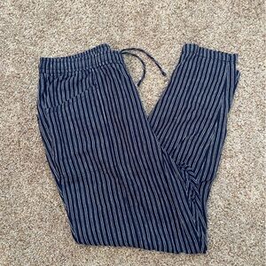 Navy pinstripe linen pants- size Large, tall length
